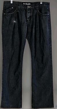 True Republic Men's Vortex Jeans 36x34 Black Distressed Denim Button Fly Y2K 90s